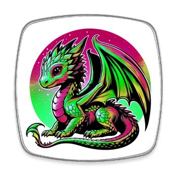 Drache - Viereckiger Kühlschrankmagnet - Weiß - Vorne