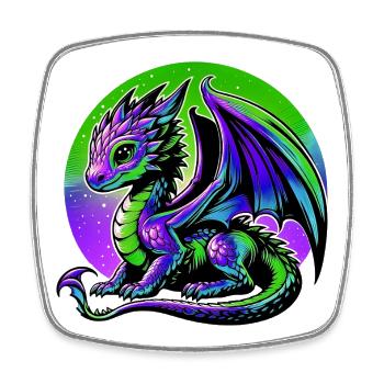 Drache - Viereckiger Kühlschrankmagnet - Weiß - Vorne