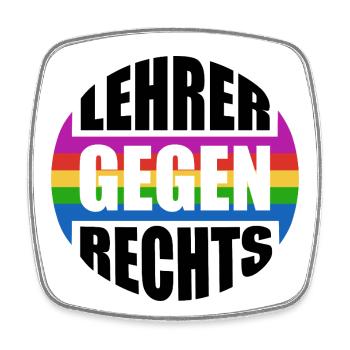 Lehrer gegen rechts - Nie wieder ist jetzt - Viereckiger Kühlschrankmagnet - Weiß - Vorne