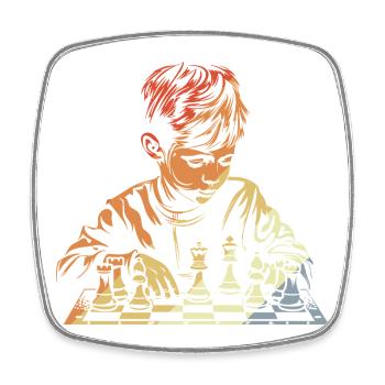 Vintage Chess Boy - Square fridge magnet - white - Front