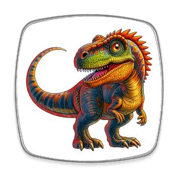 Dinosaurier - Viereckiger Kühlschrankmagnet - Weiß - Vorne