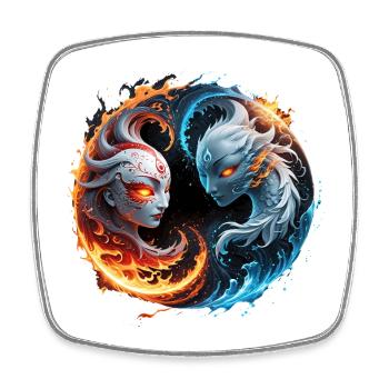 Harmonie élémentaire, yin et yang de la nature. - Magnet carré - blanc - Devant