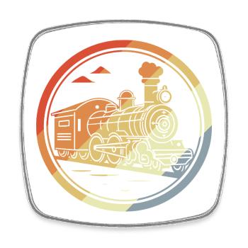Locomotive Sketch Retro Style - Square fridge magnet - white - Front