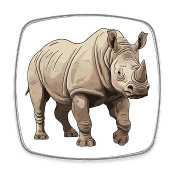 Rhinocéros Animal - Magnet carré - blanc - Devant