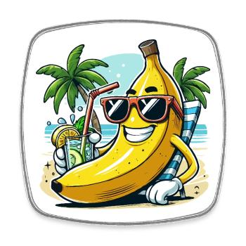 Banane détendue - Magnet carré - blanc - Devant