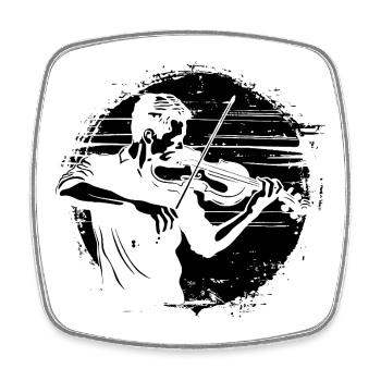 Violinist Drawing - Square fridge magnet - white - Front