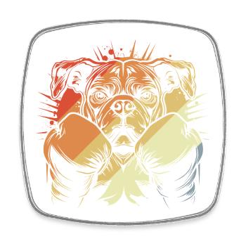 Boxe Chien Vintage - Magnet carré - blanc - Devant