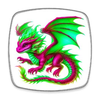 Dragon - Magnet carré - blanc - Devant