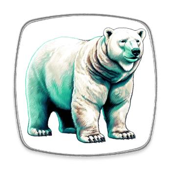 White polar bear - Square fridge magnet - white - Front
