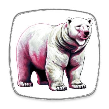 White polar bear - Square fridge magnet - white - Front