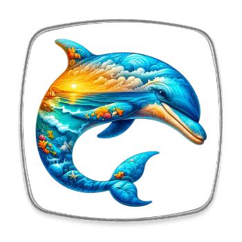 Dolphin - Square fridge magnet - white - Front