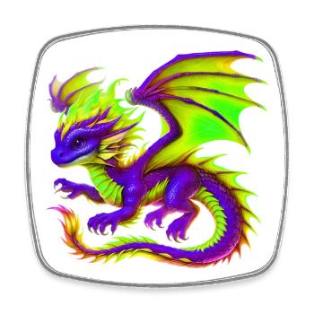Drache - Viereckiger Kühlschrankmagnet - Weiß - Vorne