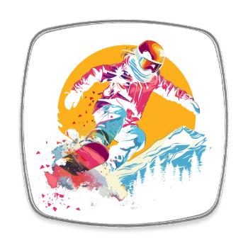 Snowboarder Synthwave - Viereckiger Kühlschrankmagnet - Weiß - Vorne