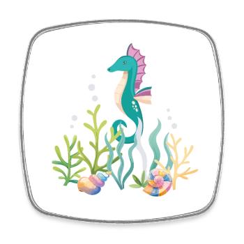 Sea Aquarium Seahorse Design - Square fridge magnet - white - Front