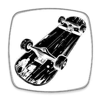 Skateboard Skizze - Viereckiger Kühlschrankmagnet - Weiß - Vorne