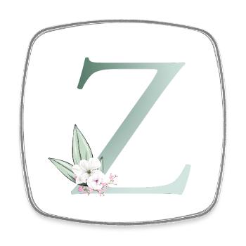 Z Monogram, Floral, Personnalisable - Magnet carré - blanc - Devant