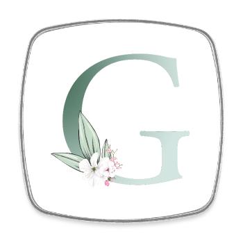 G Monogram, Floral, Personalizable - Square fridge magnet - white - Front