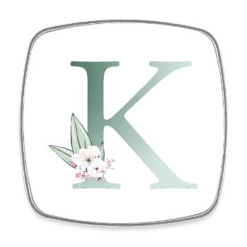 K Monogram, Floral, Personalizable - Square fridge magnet - white - Front