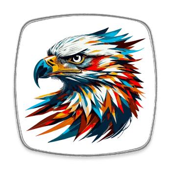 Majestic eagle head! - Square fridge magnet - white - Front