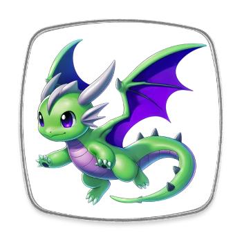 Dragon - Square fridge magnet - white - Front