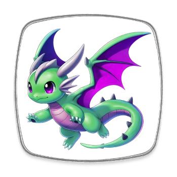 Dragon - Square fridge magnet - white - Front