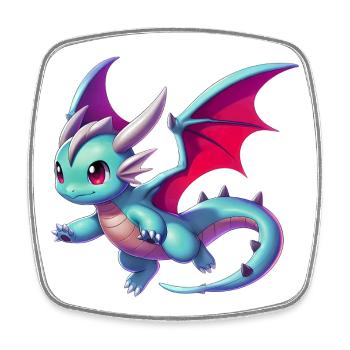 Drache - Viereckiger Kühlschrankmagnet - Weiß - Vorne