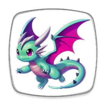 Dragon - Square fridge magnet - white - Front