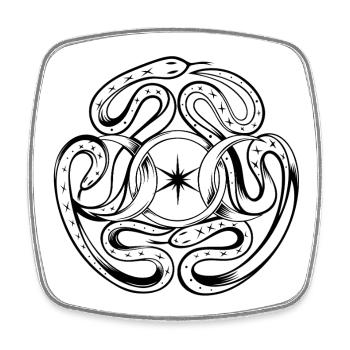 Snakes with Wheel of Hecate - Square fridge magnet - white - Front
