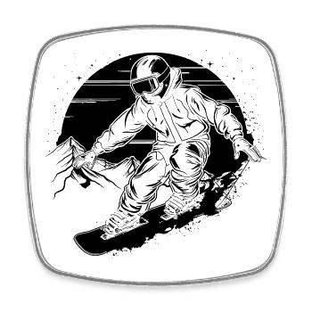 Snowboarder Skizze - Viereckiger Kühlschrankmagnet - Weiß - Vorne
