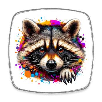 Raccoon - Square fridge magnet - white - Front