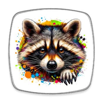 Raccoon - Square fridge magnet - white - Front
