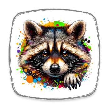 Raccoon - Square fridge magnet - white - Front