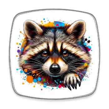 Raccoon - Square fridge magnet - white - Front
