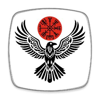 The Black Raven and the Red Moon - Square fridge magnet - white - Front