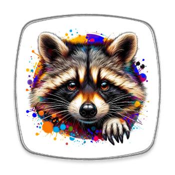 Waschbär - Viereckiger Kühlschrankmagnet - Weiß - Vorne