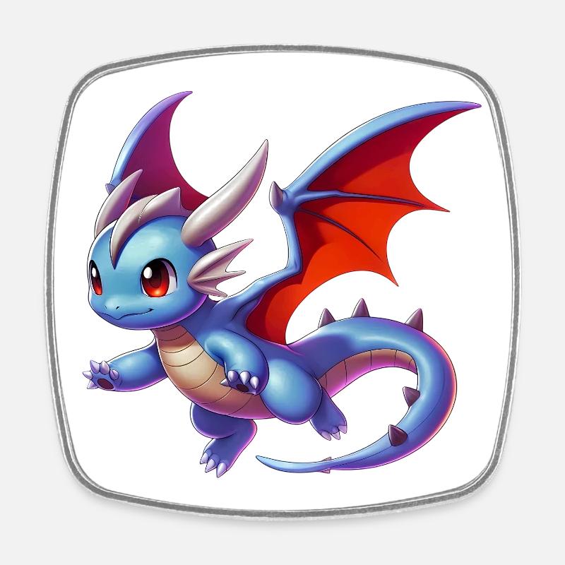 Drache - Viereckiger Kühlschrankmagnet - Weiß