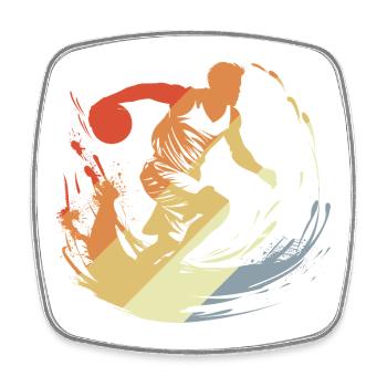 Vintage Basketball Player - Square fridge magnet - white - Front