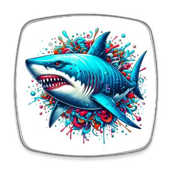 Requin - Magnet carré - blanc - Devant