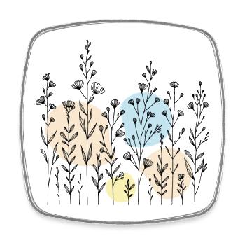 Delicate Botanical Pattern in Soft Tones - Square fridge magnet - white - Front