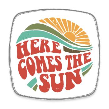 Retro Sunrise Typography Design - Square fridge magnet - white - Front