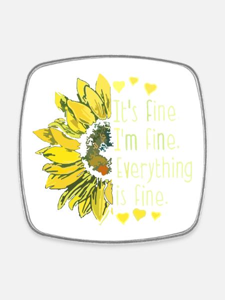 Sunflower Affirmation Graphic T-Shirt - Square fridge magnet - white