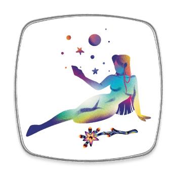 Cosmic Dreams Silhouette - Square fridge magnet - white - Front