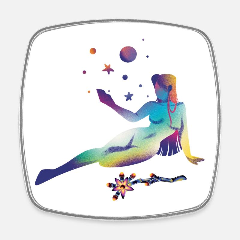 Cosmic Dreams Silhouette - Square fridge magnet - white