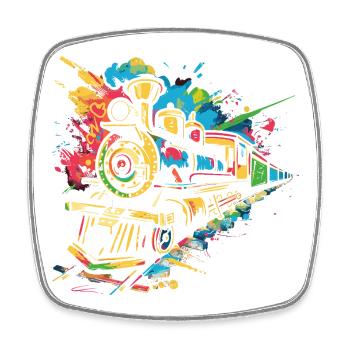 Lokomotive Graffiti - Viereckiger Kühlschrankmagnet - Weiß - Vorne