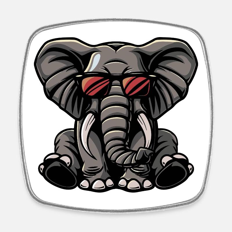 Elefant Cool Tier - Viereckiger Kühlschrankmagnet - Weiß