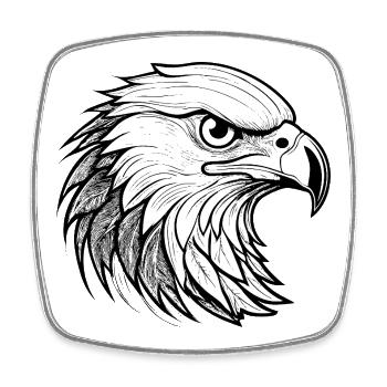 Tête d’aigle graphique en noir et blanc - Magnet carré - blanc - Devant
