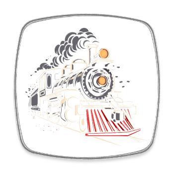 Dampflokomotive Grafik - Viereckiger Kühlschrankmagnet - Weiß - Vorne