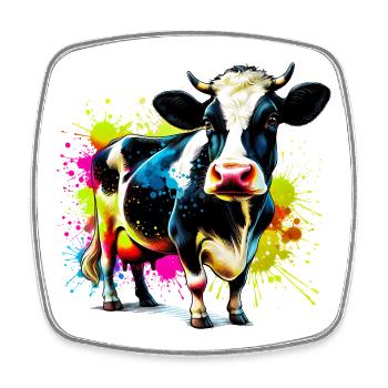 Vache - Magnet carré - blanc - Devant