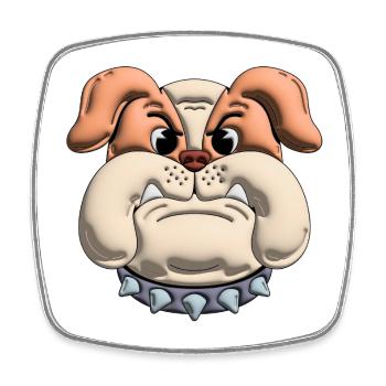 Dog Bulldog 3D - Square fridge magnet - white - Front