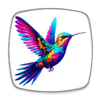 Kolibri - Viereckiger Kühlschrankmagnet - Weiß - Vorne